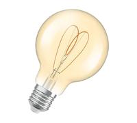 Osram Vintage 1906 Globe est une blanc chaud à intensité variaben forme de bouclassique avec filament. Il offre 8 W pour 806 lm,E27, verre doré, diamètre 80 mm, 2200 K, EEK F.