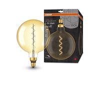 Osram Vintage 1906 gold tinted LED lamp, 4.8W, 400lm, globe shape with 200mm diameter & E27 base, warm white light, spiral filament, dimmable, life of up to 15,000 hours