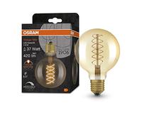 Osram Vintage 1906 gold tinted LED lamp, 4.8W, 420lm, globe shape with 95mm diameter & E27 base, warm white light, spiral filament, dimmable, life of up to 15,000 hours