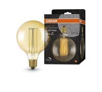 Osram Vintage 1906 gold tinted LED lamp, 8.8W, 806lm, globe shape with 125mm diameter & E27 base, warm white light, straight filament, dimmable, life of up to 15,000 hours