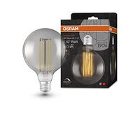 Osram Vintage 1906 smoke tinted LED lamp, 11W, 500lm, globe shape with 125mm diameter & E27 base, warm white light, straight filament, dimmable, life of up to 15,000 hours