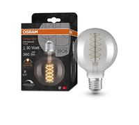 Osram Vintage 1906 smoke tinted LED lamp, 7.8W, 360lm, globe shape with 95mm diameter & E27 base, warm white light, spiral filament, dimmable, life of up to 15,000 hours