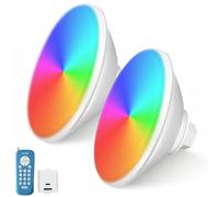 OSREE Projecteur Piscine LED PAR56, 30W RGB Lampe Piscine Dimmable Couleur 1200lm, Minuteur 2/4/6H, Ampoule Piscines avec Télécommande, IP68 Étanche Spot pour Piscines Liner et Béton, 12V AC, Lot de 2
