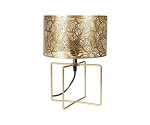 Ostaria 33016 Lampe en Métal Ajouré Dorée 'Calathéa' - Luminaire d'ambiance Douille à vis : E27 + abat jour ajouré métal doré - Dim : D25xH35cm