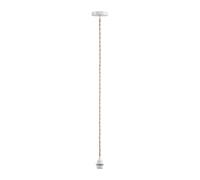 Ostaria 36151 Cordon Electrique pour Suspension habillage en Corde Naturelle - Douille E27 et support en Métal Blanc - Cable suspension Luminaire 90 cm - Dim : D10xH90cm