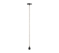 Ostaria 36152 Cordon Electrique pour Suspension en Corde Naturelle - Douille E27 et support en Métal Noir - Cable suspension Luminaire 90 cm - Dim : D10xH90cm