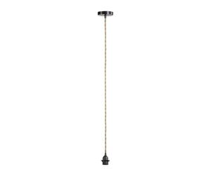 Ostaria 36152 Cordon Electrique pour Suspension en Corde Naturelle - Douille E27 et support en Métal Noir - Cable suspension Luminaire 90 cm - Dim : D10xH90cm