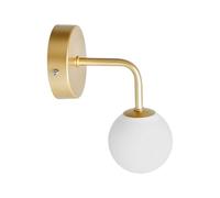 Ostaria 37768 Spot métal doré et boule en verre opalin 'Bilbao' - Luminaire applique Doré, lampe de salle de bain IP44, douille G9 - Dim : l14xH12.5xP9cm