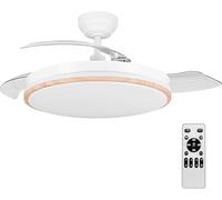 OstarkDom Ventilateur de plafond avec lampe LED rétractable 106 cm, 72W, 3 pales, moteur CC silencieux, 6 vitesses, 3 températures de lumière, télécommande, minuterie, été-hiver