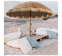 OSUKI Parasol De Plage Hawaïen Inclinable De 2m, Portatif Durable, Parapluie en Paille De Raphia De Nature, pour La Plage, Le Bar, La Terrasse, Les Vacances, L'extérieur, Le Jardin, Exotique