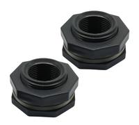OSVJE Lot de 2 raccords de cloison en PVC, adaptateur de baril d'eau de 2,5 | ID de 3,1 cm. Adaptateur de réservoir d'eau, connecteur de barils de pluie pour aquariums, conteneurs de stockage, bassins