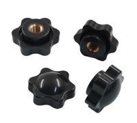 OSVJE Lot de 4 boutons de serrage à filetage moleté, Prune 6 étoiles | Poignées à vis, écrous filetés, tête hexagonale traversante, diverses applications