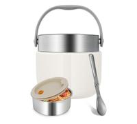 Otauoaea Récipien Alimentaire Chaud 1200ml, Boite Alimentaire Isotherme en Acier Inoxydable, Gamelle Isotherme avec Cuillère Pliante, Termosse Repas Chaud pour École, Bureau, Extérieur - Blanc