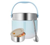 Otauoaea Récipien Alimentaire Chaud 1200ml, Boite Alimentaire Isotherme en Acier Inoxydable, Gamelle Isotherme avec Cuillère Pliante, Termosse Repas Chaud pour École, Bureau, Extérieur - Bleu