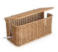 Otbushit Boîte de Gestion de câbles en rotin 31, 5 x 13 x 13 cm, Panier Rangement Cordons tissé à la Main avec Couvercle pour Cacher Les multiprises et Les câbles pour Bureau, TV, Bureau (marro