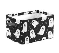 Otbushit Boîte de rangement pliable fantôme mignon avec poignées, panier organisateur d'halloween pour jouets d'enfants, décoration de chambre (noir)
