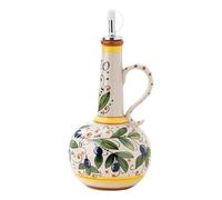 Otbushit Bouteille distributrice d'huile d'olive en céramique 700 ml avec bec verseur et poignée en acier inoxydable pour sauces de cuisine vinaigre, récipient 'huile 'olive