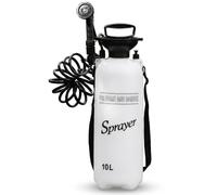 Otbushit Douche Portable 10 L Blanche avec Pistolet pulvérisateur 10 Fonctions et Tuyau de 9, 84 Pieds pour Le Camping, la randonnée, Le Lavage de Voiture, Le Jardinage