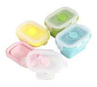 Otbushit Mini conteneurs à collation 4 pièces, 150 ml : conteneurs de stockage des aliments pliables en silicone, empilables avec couvercles, passent au micro-ondes/réfrigérateur/lave-vaisselle