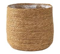 Otbushit Panier de jardinière en rotin de 12 Pouces, jardinière en Osier tissé avec Doublure en Plastique pour Plantes d'intérieur, bac Rangement Polyvalent