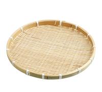 Otbushit Plateau en Bambou Plateau de Service Rond Plat Peu Profond tissé sans Trou Panier en Osier décoratif pour Le Stockage des Aliments collations aux Fruits 12 Pouces