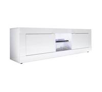 Meuble TV 2 Portes 2 Niches Finition Blanc Laqué Weiss avec Leds - OTELLO - ALTOBUY Blanc G