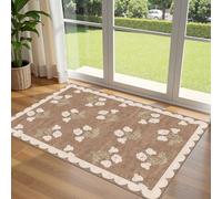 Othilic Petit tapis d'entrée floral lavable de 91 x 152 cm - Tapis d'intérieur et d'extérieur pour porte d'entrée, tapis antidérapant de style bohème et neutre pour salon, chambre à coucher, entrée