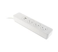 Otia Bloc multiprise Mantea 3 prises secteur avec interrupteur à pied + 1 USB-A et 1 USB-C - 12 W - Blanc