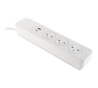 Otio Multiprise Easy Eject – 3 x 2P+T – 2 ports USB – blanc