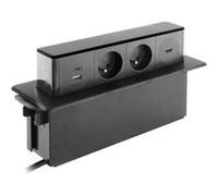 Otio Bloc multiprise encastrable 2x16A 2P+T 2 ports USB inox