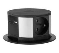 Bloc multiprise encastrable 3 Prises 16A + 2X USB et Chargeur Induction - Otio, Noir