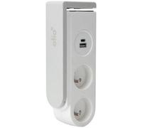 OTIO Bloc prise clipsable 2prise 2p+t et 2 chargeur USB- 1,5m - Blanc