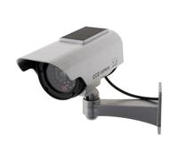 Otio - Caméra Solaire Factice avec LED Clignotante - Blanc - Effet Dissuasion pour Sécurité Maison - Panneau Solaire Autonome - Fixation Murale Orientable - Simulation Réaliste - sans Câblage - 15 cm