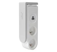 Otio - Coupe-circuit (montable sur pince) - clip-on, avec chargeurs USB - CA 230 V - 3680 Watt - connecteurs de sortie : 2 (2 x Type E, USB, 24 pin USB-C) - 1.5 m cordon - blanc