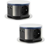 Otio - Lot de 2 blocs multiprises encastrables 3 prises 16A 2P+T et 2 USB - Silver G