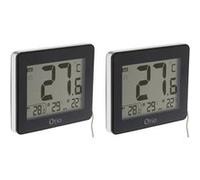 Otio - Lot de 2 thermomètres intérieur extérieur filaires Noir