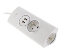 Multiprise d'angle - OTIO - 2 prises 16A + 2 USB - Blanc - 1,5m de câble