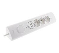 Otio - Multiprise d'angle 3P 16A + 1P 16A latérale + 2 USB parafoudre précâblée - Blanc Blanc G