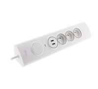Otio Multiprise d'angle 3P 16A + 1P 16A latérale + 2 USB parafoudre précâblée - Blanc