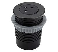 Otio, Prise Encastrable EasyEject avec Port USB-C QuickCharge, Finition Inox Noir Brossé, 16A (2P+T), Câble 1,5m, Diamètre 60mm, Design Affleurant, Compatible Bureaux et Cuisines