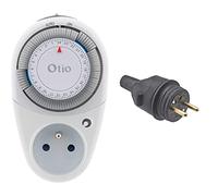 Otio - Programmateur Quotidien T10 Blanc & Prise Electrique Male - Fiche Electrique - Prise Male - Prise Male 220 V - Fiche Male - Fiche Electrique Male - Fiche Male Caoutchouc Broche D.4.8mm Noir