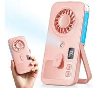 Otlonpe Mini ventilateur brumisateur portable, petit ventilateur de refroidissement personnel puissant qui souffle de l'air froid, léger, pliable, 4 vitesses, pulvérisateur d'eau, bureau à main, rose