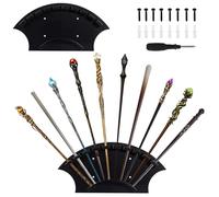 Otoolling Lot de 2 supports muraux pour 10 baguettes, support mural en bois noir pour collectionneurs et passionnés, salon, chambre à coucher et bureau