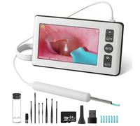 Otoscope Oreille,4,3'' 1080P HD IPS Camera Oreille Nettoyage avec 6 LED Endoscope,3.5mm Camera Iscope IP67 Étanche Nettoyant