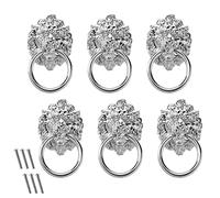OTOTEC 6pcs Tête de Lion Poignée de Tirage Vintage Poignées de Tirage Bouton en Alliage de Zinc avec Vis pour Armoire Tiroir Placard Boîte en Bois Argent