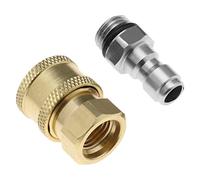 OTOTEC Lot de 2 adaptateurs de nettoyeur haute pression 6,35 mm vers raccords filetés M14 en laiton Kit de déconnexion rapide pour lance de pulvérisation, tuyau et pompe