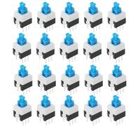 OTOTEC Lot de 20 interrupteurs à bouton-poussoir tactiles auto-verrouillage 7 x 7 mm 6 broches Micro interrupteur DPDT mini interrupteur à bouton-poussoir nominal 0,1 A/30 VCC