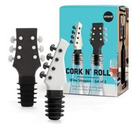 OTOTO Cork n' Roll - Bouchons à Vin (Lot de 2) en Forme de Guitare et Basse - Bouchons de Bouteille Rigolos et Fonctionnels - Cadeau Original pour Amateurs de Vin et Musique - Silicone