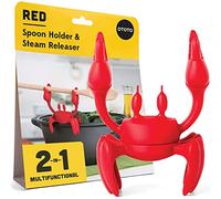 OTOTO Repose Cuillère Silicone - Gadgets Cuisine - Résistant à la chaleur, cadeaux de cuisine amusants, - Support de cuillère antidérapant (Crabe Rouge)