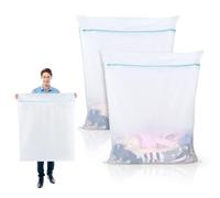 OTraki Filet Machine a Laver 90 x 110 cm, Lot de 2 Grande XL Filet a Linge Machine a Laver Sac à Linge avec Eclair Laundry Bag pour Robe Manteau Literie Couverture Drap (Bleu)